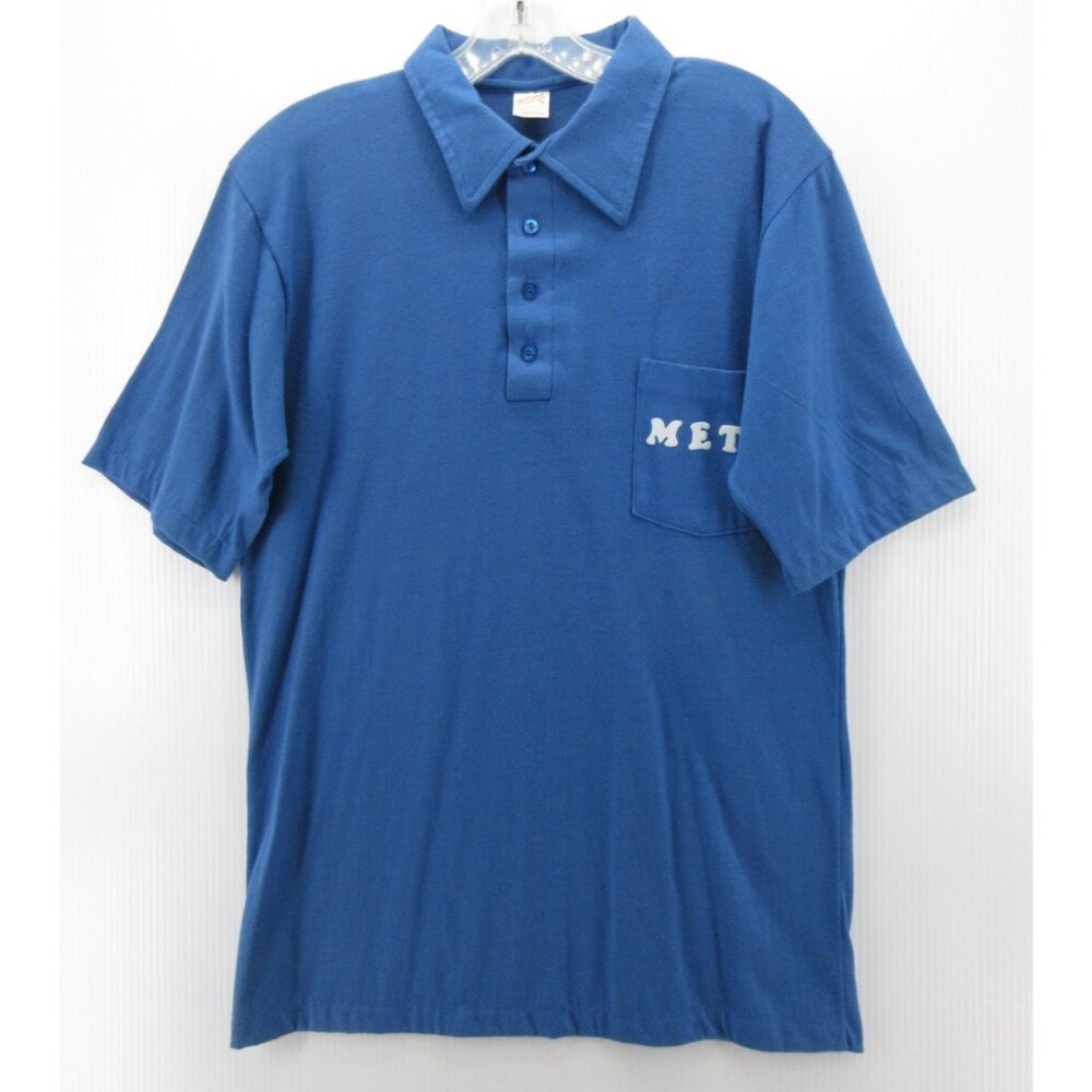 VINTAGE New York Mets Polo Shirt XL 70s Sportswear Baseball USA Made